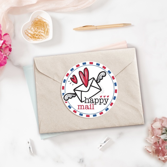 Design by Me Other - Happy Mail 2” Round Stickers (96ct)